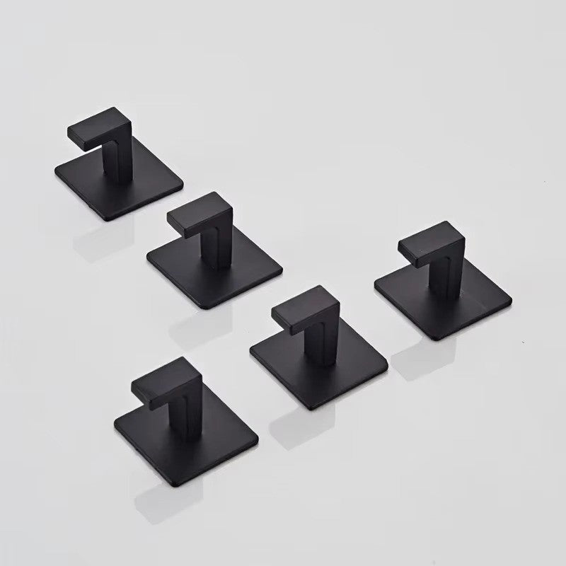1-4pcs Bathroom Adhesive Wall Black Robe Hooks Towel Hook Coat Holder Keys Clothes Hanger Bathroom Kitchen Hardware Accessories