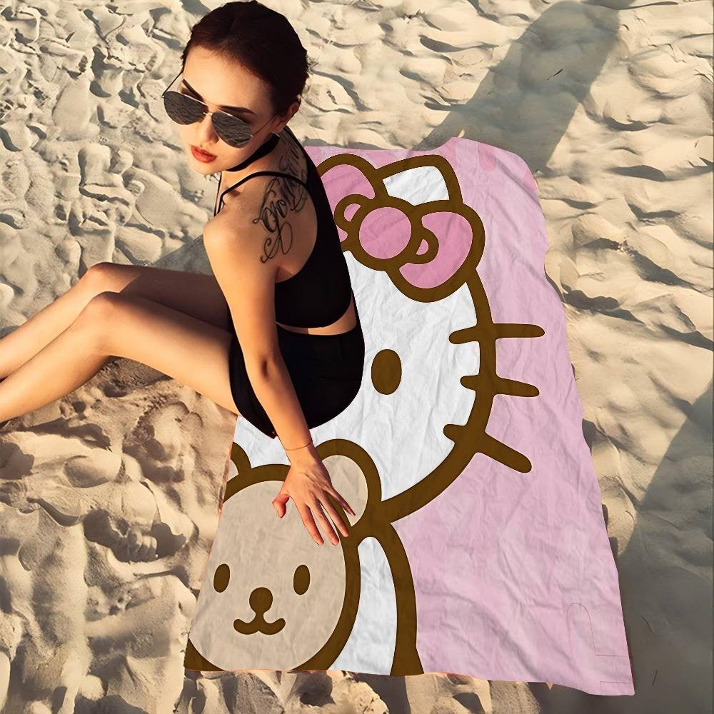 Kawaii H-Hello Kitty Microfiber Beach Towel Absorbent Quick Dry Soft Yoga Swimming Resort Mountain Climbing Towel