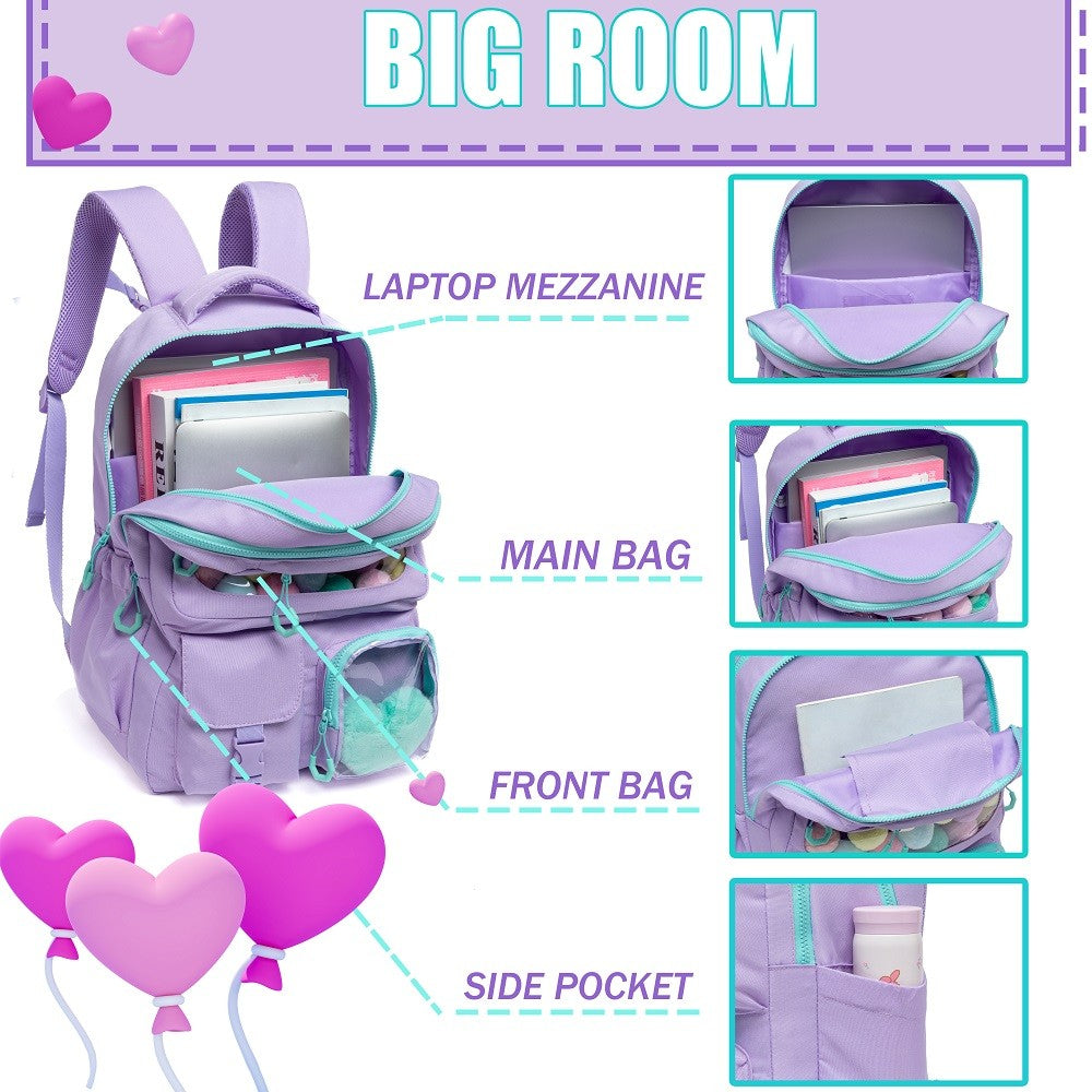 Mochila Meetbelify para Meninas Mochila Estética para Estudantes do Ensino Fundamental Adolescentes Meninas