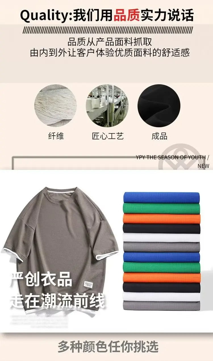 Summer men breathable quick dry jogging basketball sports suit fashion short-sleeved casual crewneck T-shirt + shorts two-piece