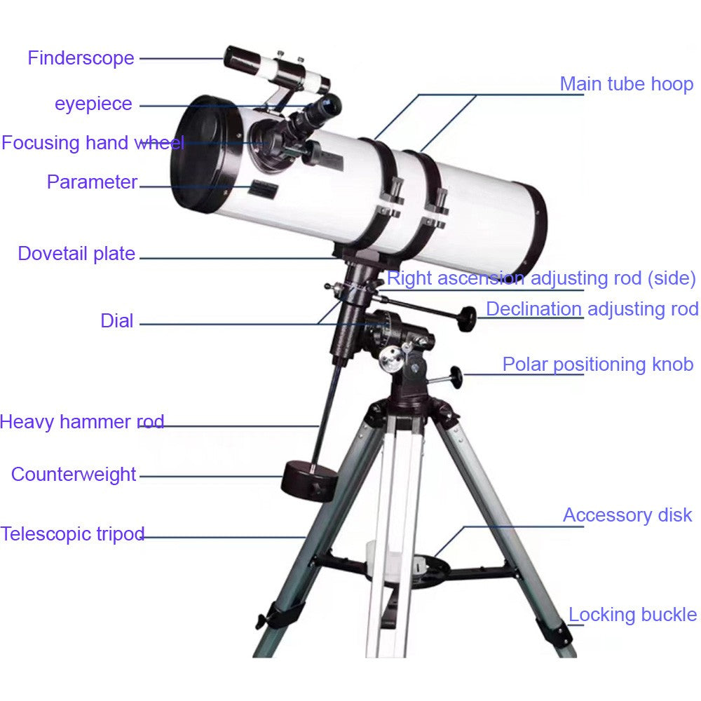 150/1400 mm 150/750 114/1000 Telescópio Astronômico Refletor 150EQ Observação planetária lunar Compre telescópio Acampamento ao ar livre