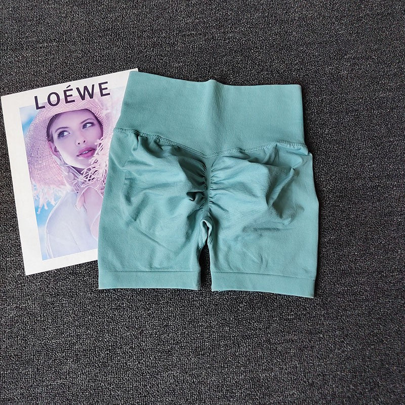 Yoga Shorts Peach Hot Girls Three-Cross Pants High Waist Knitted Pressure Running Sport Elastic Belly Lifting Butt Tight Pants