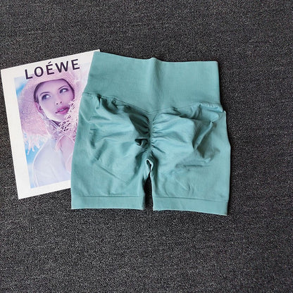 Yoga Shorts Peach Hot Girls Three-Cross Pants High Waist Knitted Pressure Running Sport Elastic Belly Lifting Butt Tight Pants