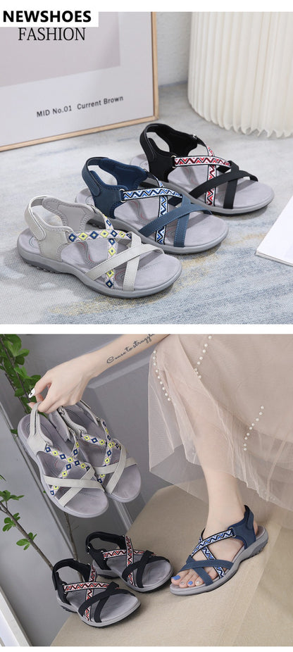 Comfortable Wear-Resistant Flat Shoes New Versatile Fashionable Women's Light And Comfortable Sandals Breathable Ethnic Style
