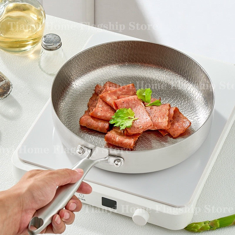 Frigideira 20/24/28cm Antiaderente Wok Titânio Aço Inox Doméstica Ovo Bife Frigideira Fogão de Indução Gás Utensílios de Cozinha