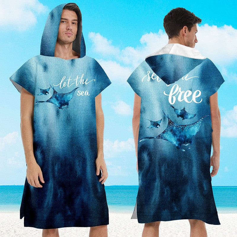 Beach bathrobe Cape surf poncho adult men hooded  Quick drying bath towel for outdoor sandbeach from China