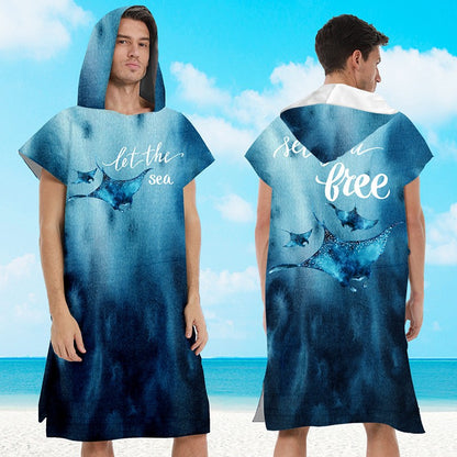 Beach bathrobe Cape surf poncho adult men hooded  Quick drying bath towel for outdoor sandbeach from China