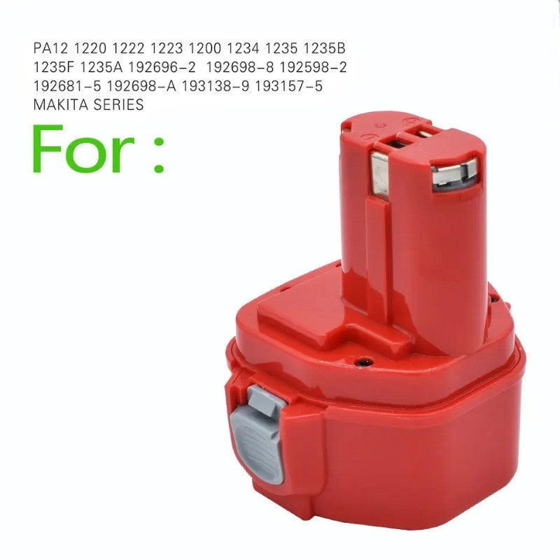 Uma bateria de níquel substituível adequada para ferramentas elétricas Makita, 12V, 12800mAh, modelos 1220, 1222, 1235, 1233S e 6271.