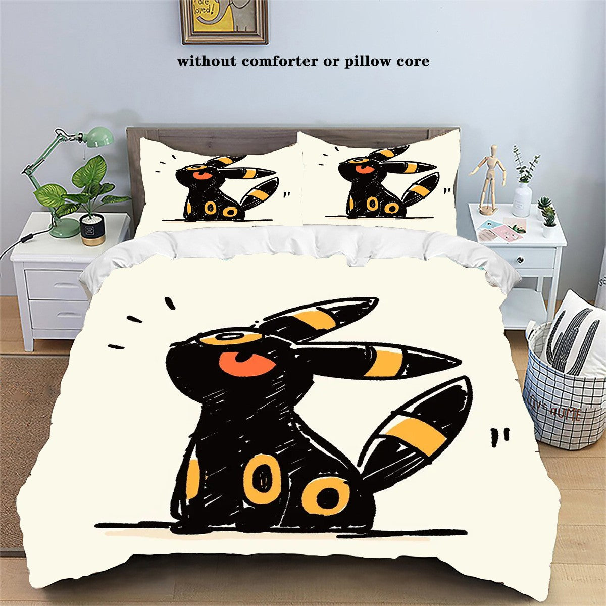 Pokemons Cartoon Anime Bedding Set Kawaii Pikachu Gengar Eevee Charizard Quilt Duvet Cover Pillowcase Kid Bed Set Twin King Size