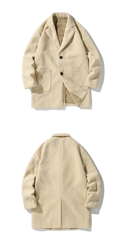 VERSMA Japanese Trendy Causal Vintage Winter Thick Wool Trench Coat Men Autumn Oversized Long Sleeve Male Overcoat Plus Size 5XL