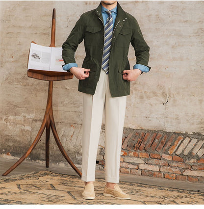 Three Spring and Summer Light Vertical Collar Waist Half Hanging M65 British Jacket Men's Retro Hunting Wear Waterproof Jacket