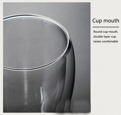 Caneca transparente de parede dupla 2-6 peças Copo de café e leite de vidro borossilicato alto resistente ao calor para casa e escritório