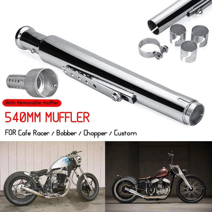 Motorcycle Exhaust Muffler Retro Vintage Classic Electroplating Escap Moto for Cafe Racer Bobber Chopper Custom
