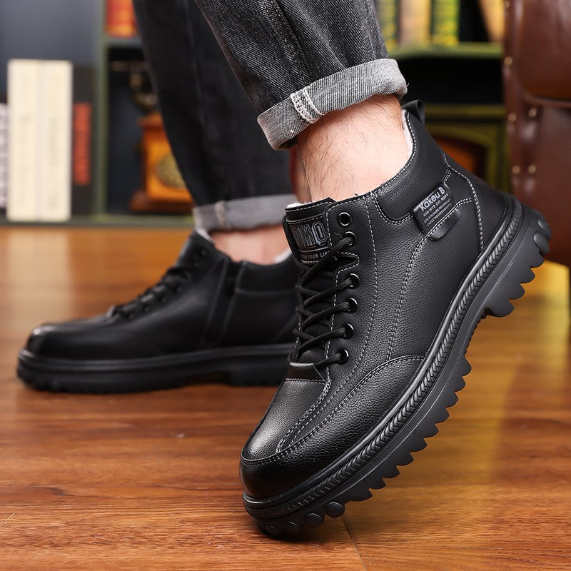 Botas de neve masculinas de inverno 2025: forradas, acolchoadas, antiderrapantes, resistentes ao desgaste e simples para viagens ao ar livre.