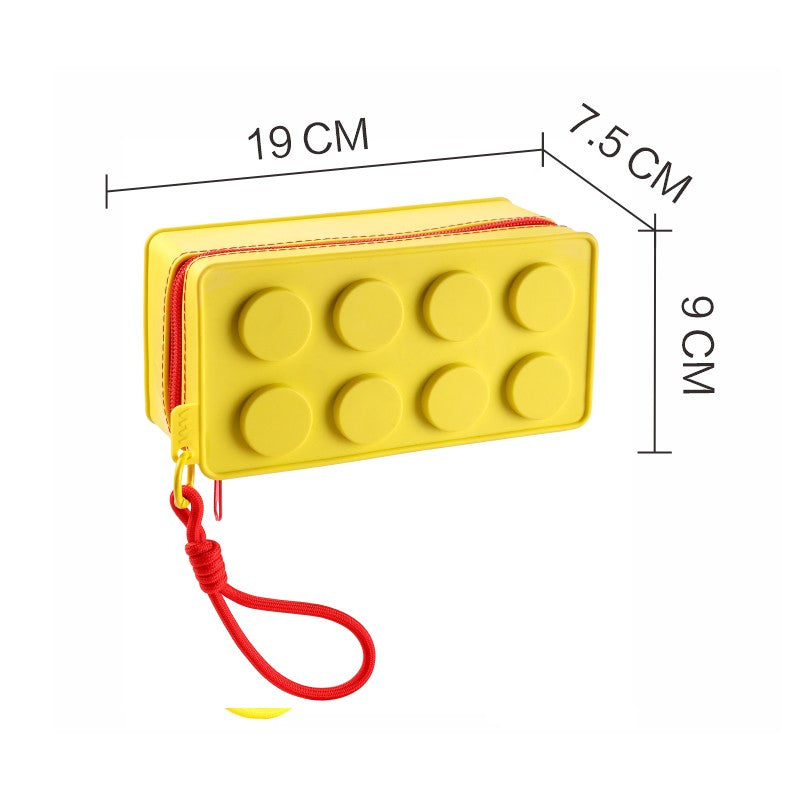 Creative Building Block Shaped Handbag Pen Storage Bag with Rope Portable Stationery Organizer Pencil Case Sundries Organizer
