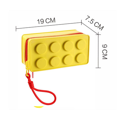 Creative Building Block Shaped Handbag Pen Storage Bag with Rope Portable Stationery Organizer Pencil Case Sundries Organizer