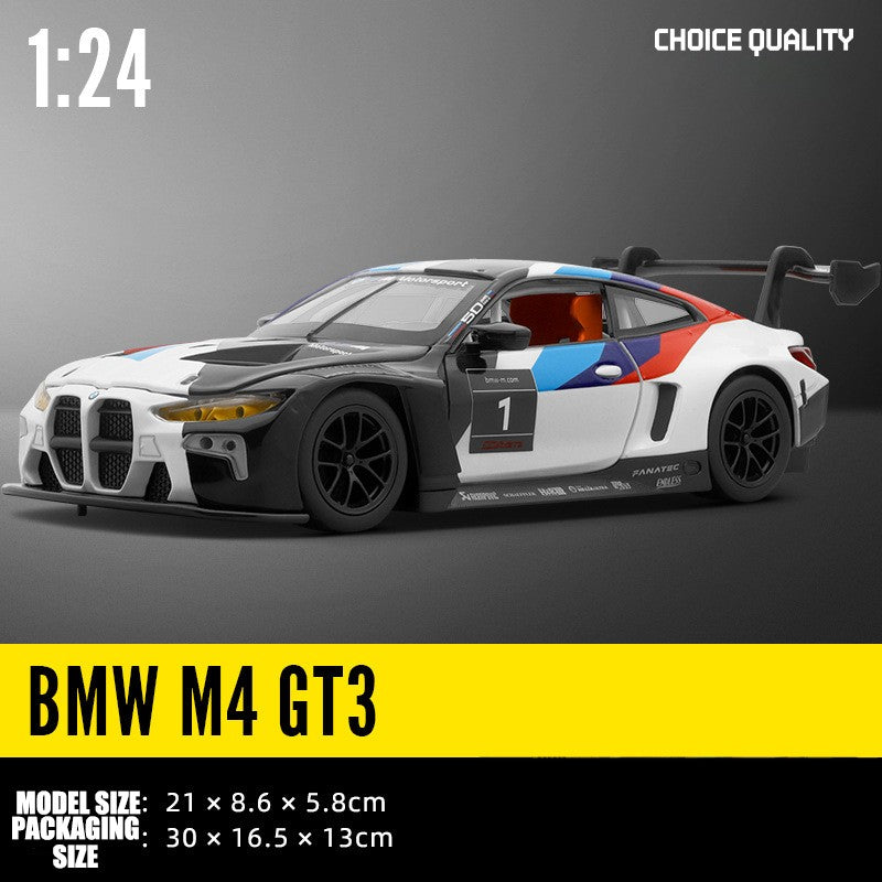 1:24 BMW M4 GT3 Carro Esportivo de Liga Leve Super Corridas com Luz e Som Brinquedo para Mães, Crianças, Meninos Jogos Miniatura de Carro