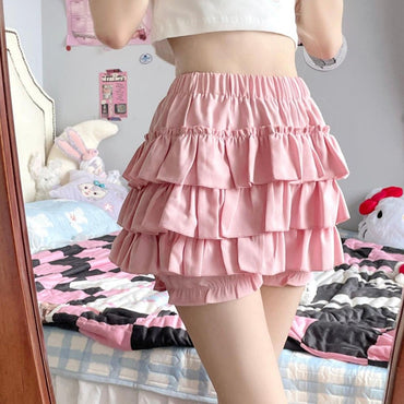 Gidyq High Waist Women Mini Skirts Summer Korean Fashion Ruffle Ball Gowns Skirts Casual Female All Match Cute A Lien Skirt New