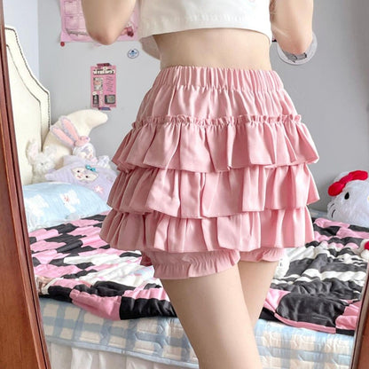 Gidyq High Waist Women Mini Skirts Summer Korean Fashion Ruffle Ball Gowns Skirts Casual Female All Match Cute A Lien Skirt New