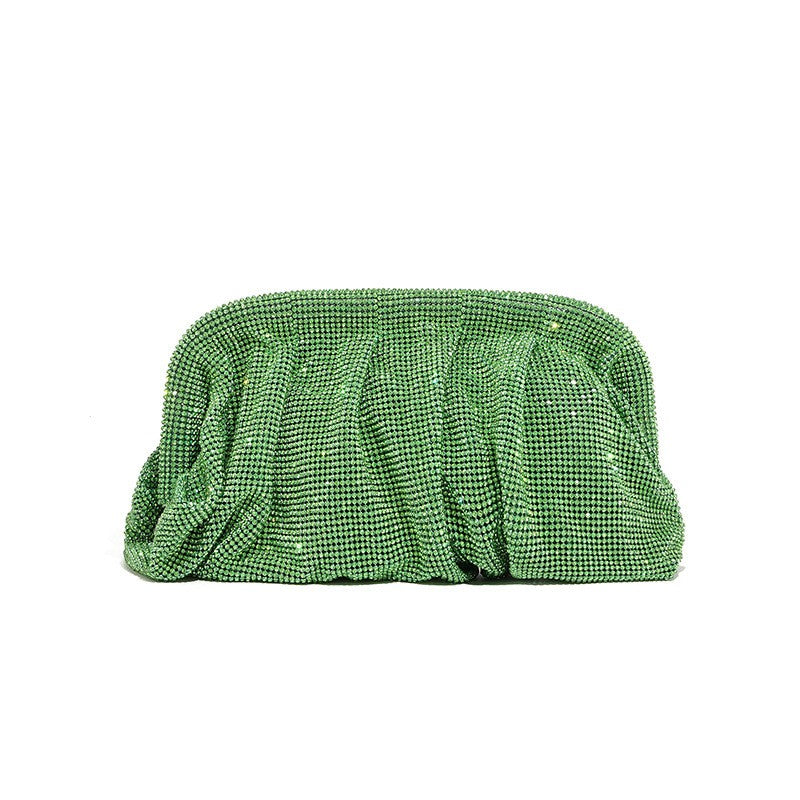 XIYUAN Shinny Ruched Rhinestone Clucth Purse Women Luxury Designer Evening Bags Fashion Party Dinner Handbag Bridal Makeup Bag