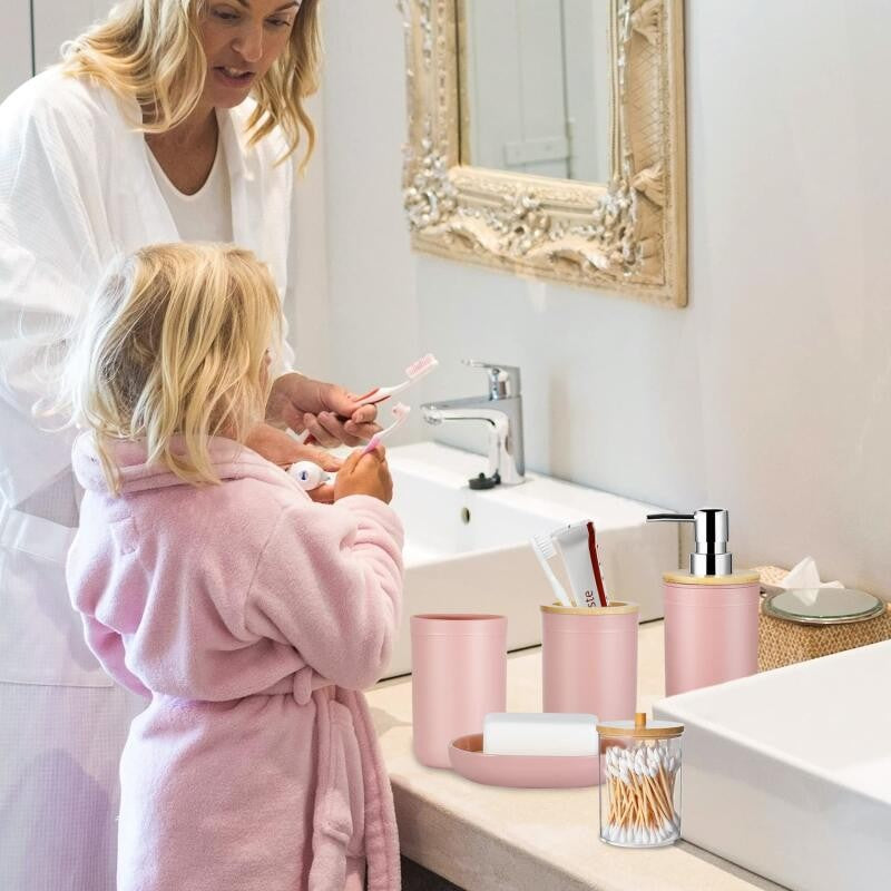 5 pcs/ 9 PCS Bathroom Accessories Set,   with Trash Can, Soap Dispenser and Toothbrush Holder