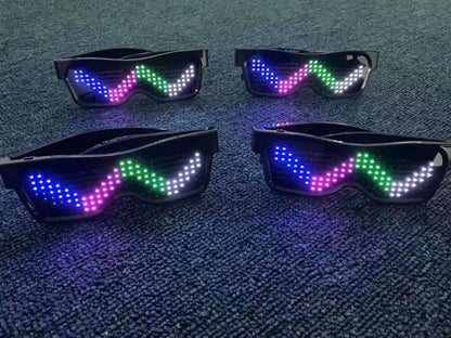 App Control Bluetooth Led Party Glasses Customized Languages USB Charge Flashing  Luminous Eyewear Christmas Concert Sunglasses