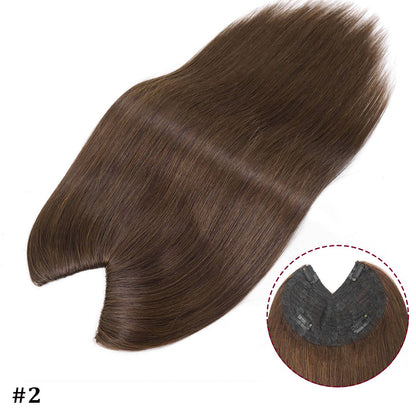 Extensões De Cabelo Humano Com Presilha Em V Para Mulheres Com Topo Invisível Castanho Loiro Destaque Para Mulheres Cabelo Liso Brasileiro Remy 16 Polegadas