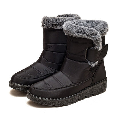 Women's Boots 2025 Trend Snow Boots With Fur Winter Shoes Woman Low Heels Footwear Winter Boots Women Combat Middle Botas Mujer