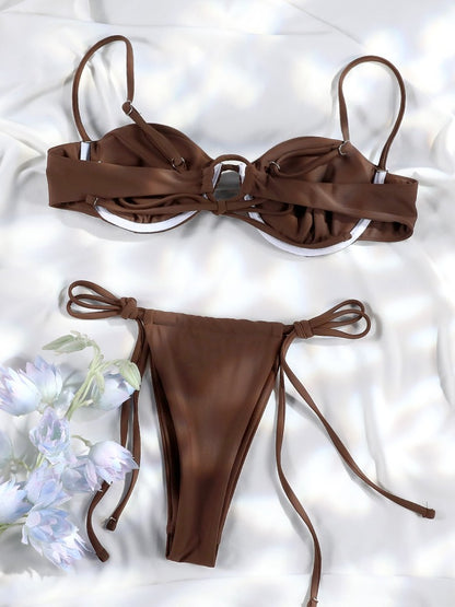 3 Pieces Bikini Set Sexy Push Up Bathing Suit Bandage Bikinis Low Waist Swimwear 2025 String Bikini Sets Women Summer swimsuit