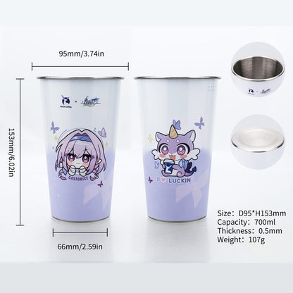 700ML Large Capacity Stainless Steel Cold Color Changing Cold Water Cup Drinking Cup With Straw Lid Collection Gift In Stock