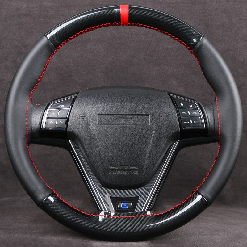 DIY Car Steering Wheel Cover Carbon Fiber Black Superfiber Leather 38cm Hand-Sewn Vehicle Wheel Wrap Comfortable Grip Anti-slip
