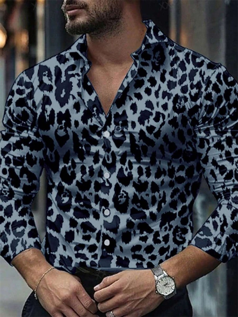 3D printed men's long sleeved shirt in plus size, comfortable collared men's top, Hawaiian men's shirt 2025 new style