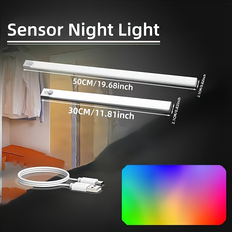 RGB Cabinet Light USB Type-C Rechargeable Light Motion Sensor Led Lamp for Kitchen Wardrobe Cabinet Lighting
