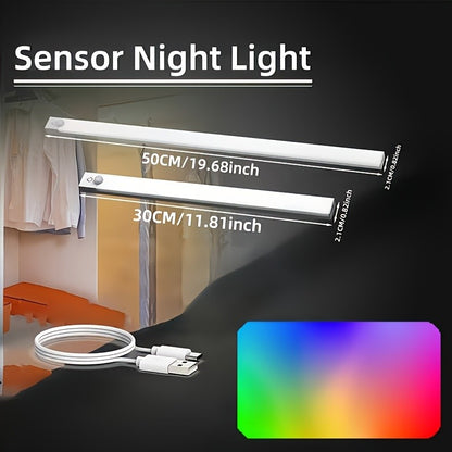 RGB Cabinet Light USB Type-C Rechargeable Light Motion Sensor Led Lamp for Kitchen Wardrobe Cabinet Lighting