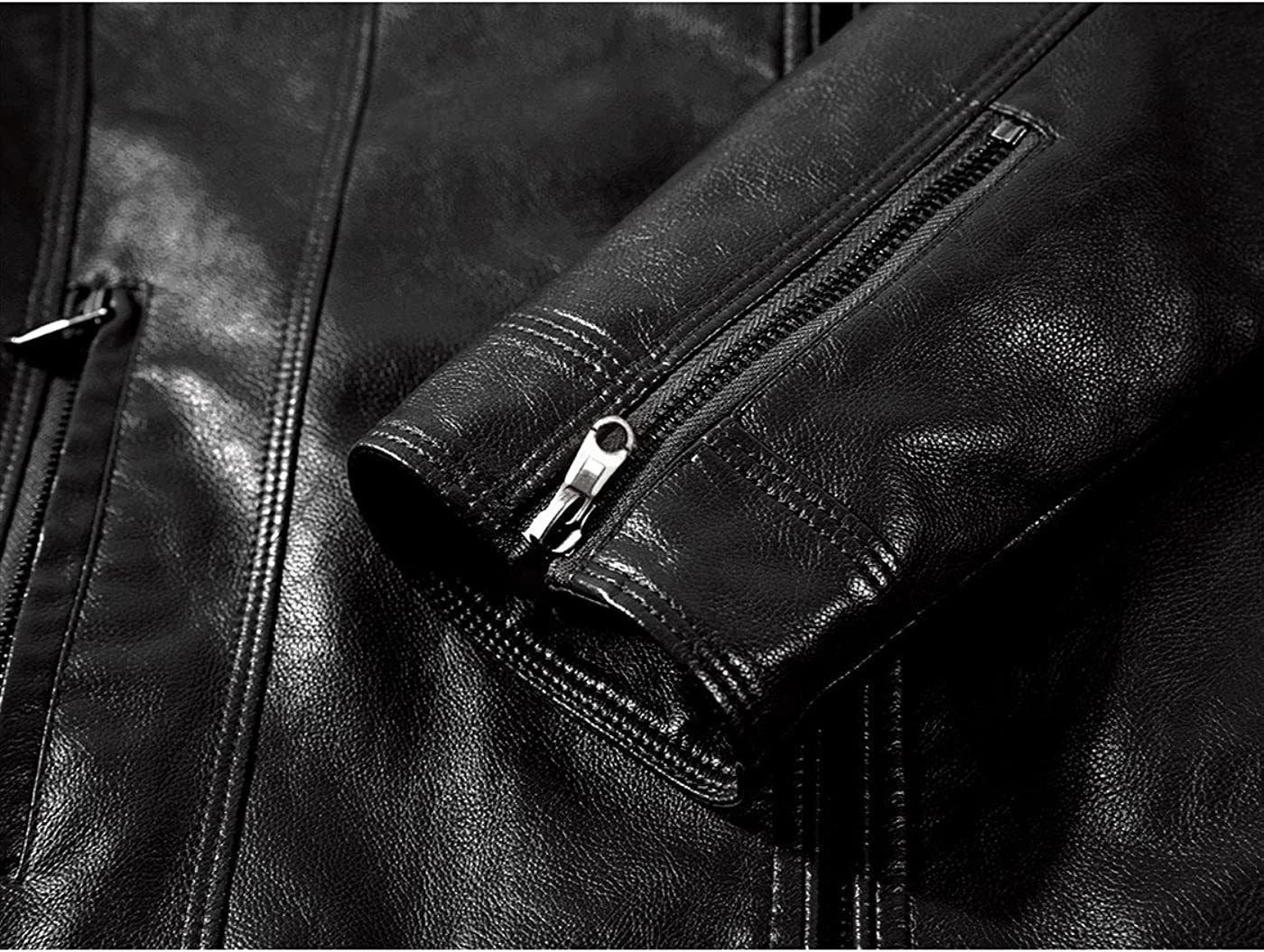 Autumn Winter Men Stand Collar Motorcycle Leather Jacket Coat Brown Black Coffee Multi Color Options Slim Fit Trendy Outerwear