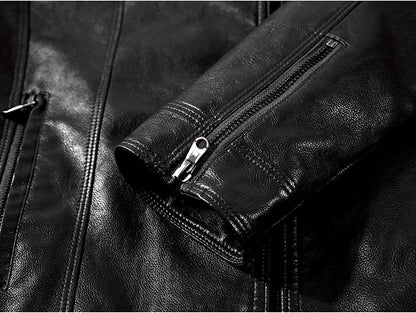 Autumn Winter Men Stand Collar Motorcycle Leather Jacket Coat Brown Black Coffee Multi Color Options Slim Fit Trendy Outerwear