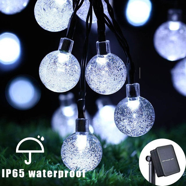 Solar String Lights Outdoor 200 LED Crystal Globe Lights Waterproof Solar Festoon Fairy Light for Garden Christmas Party Decor