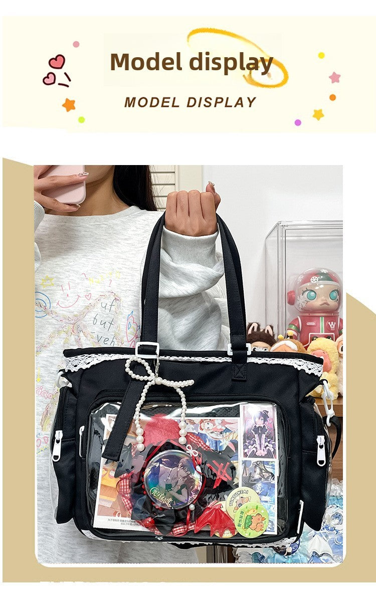 New Japanese Style Transparent Crossbody Bag Cute Candy Color Commuting Shoulder Bag for Girls Simple and Casual Texture Ita Bag