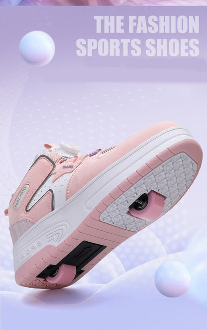 Children Junior Roller Skate Shoes Kids Sneakers with Two Boys Girls Wheels Shoes Running Adult Casual Boys Shoes size 31-42