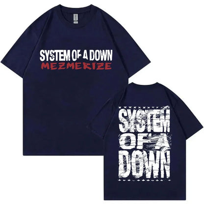 Summer men's Rock System of A Down Mezmerize band album print T-shirt Vintage alternative metal music Harajuku short sleeve