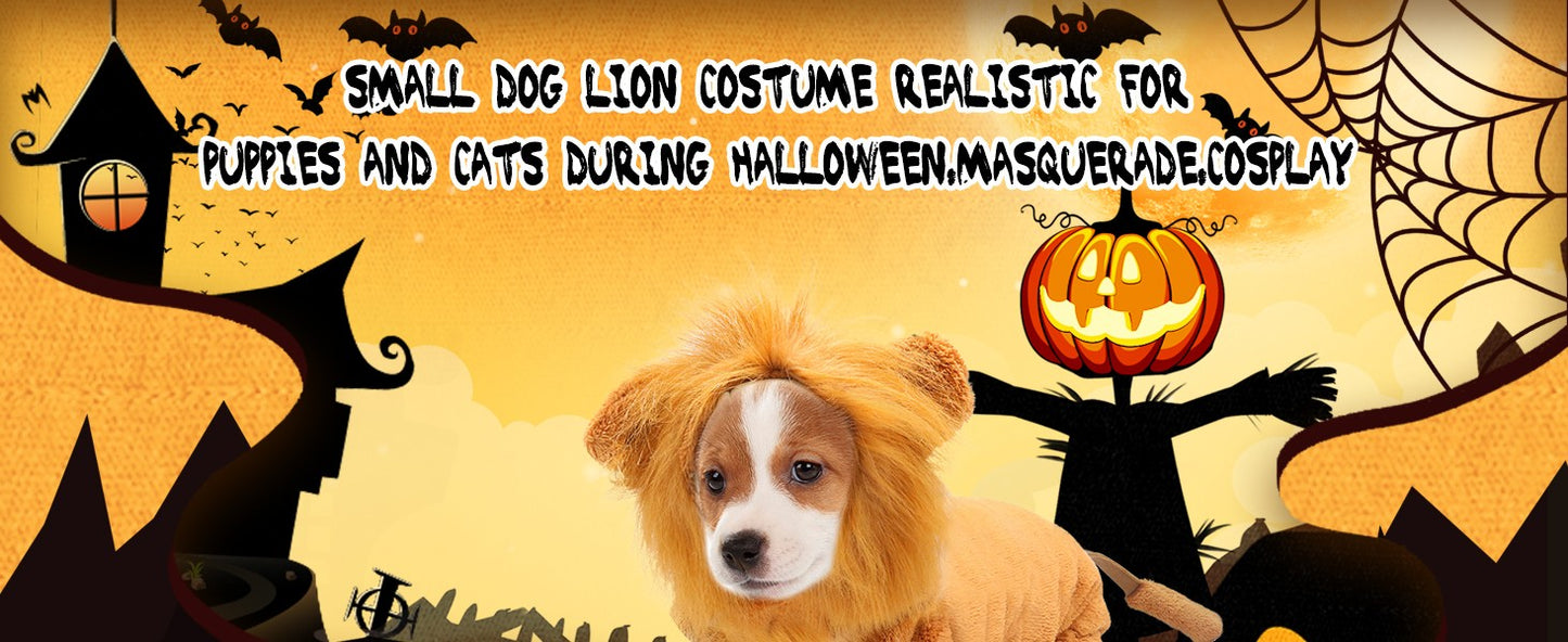 ATUBAN Dog Lion Costume Pet Clothes for Party Simulation Lion Pet Outfits,Cosplay Dress up Pet Lion Hoodie Cat Costume for Party