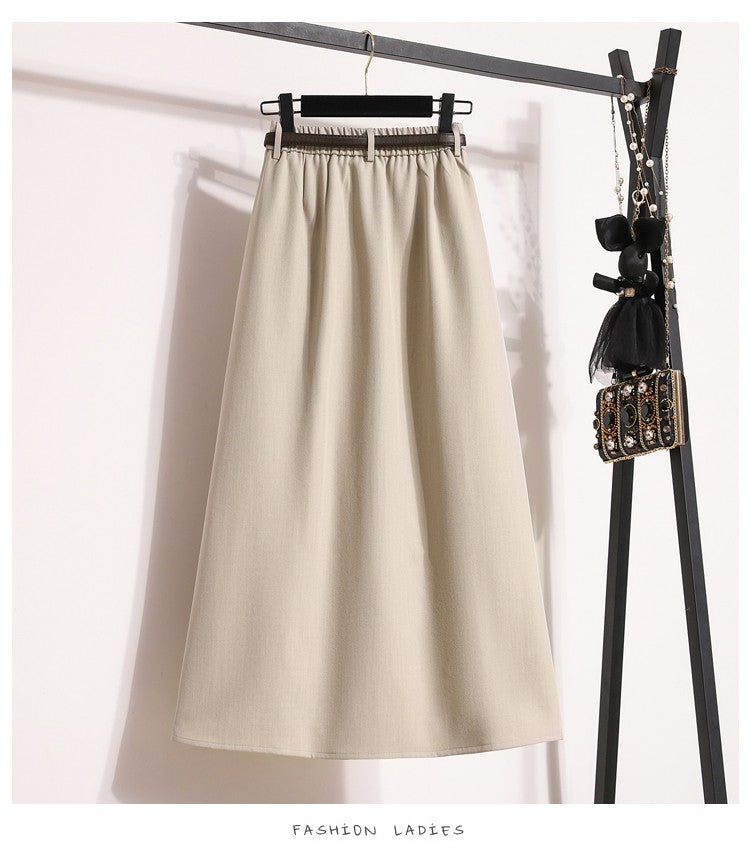 2025 Plus Size Skirts for Women Autumn Elegant Solid Women's Wrap Umbrella Skirts Korean High Waisted Suit Pleated Skirt