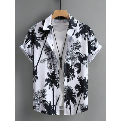 Hawaiian Shirt Man Print Casual Thin Beach Slim Fashion Shirt High Quality Luxury Black Social Vintage Funny Oversized Clothes