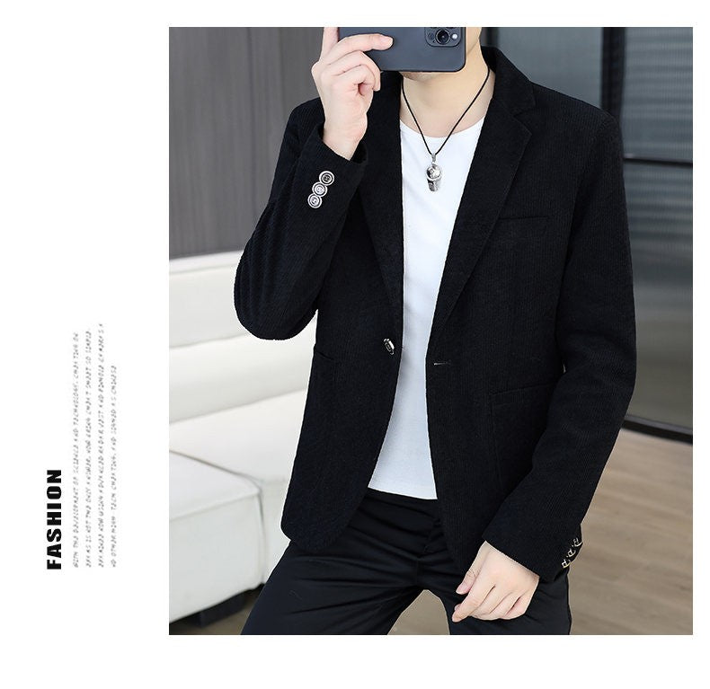 Blazer's New Men's Fashion Outdoor Travel Camping Youth Wedding Hosting Campus Slimming Casual Solid Color Korean Version Blazer