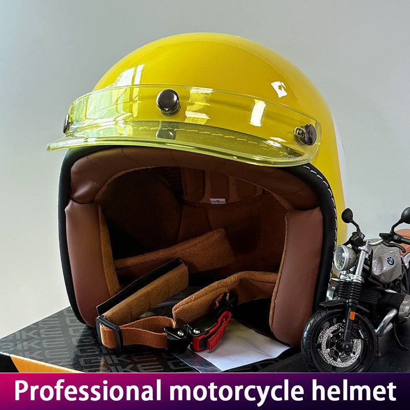 Retro Small Dock Helmet Electric Vehicle Cap Ladies Motorcycle Three-Quarter Helmet Vintage Headgear for Women