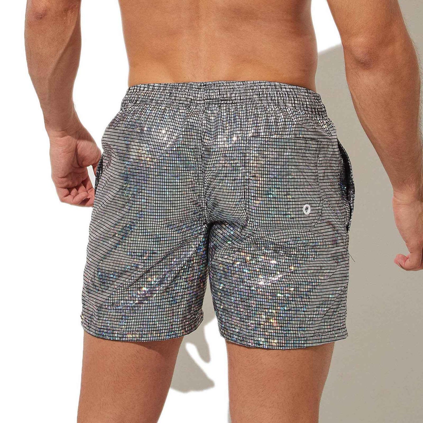 150g Mens Summer Beach Shorts Plus Size Glittering Swimming Boxer Underpants 100% Polyester Solid Plaid String Board Short