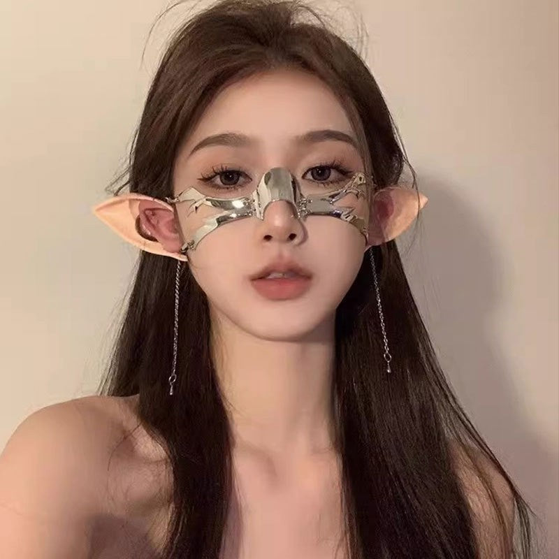Halloween Punk Alien Decent Nose Mechanical Mask Cosplay Chin Gothic Masks Metal Wear Masquerade Party Accessories Cool Stuff