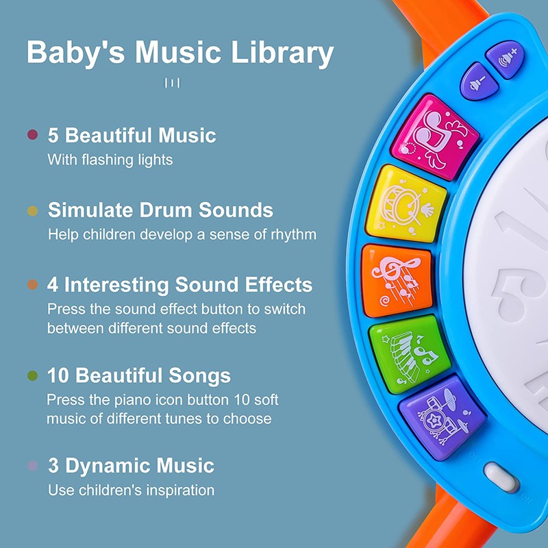 Hot Selling Creative Children Drums Set Electric Light Cool Music Drum Kit Percussion Instrument Baby Early Education Toys Gifts