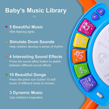 Hot Selling Creative Children Drums Set Electric Light Cool Music Drum Kit Percussion Instrument Baby Early Education Toys Gifts