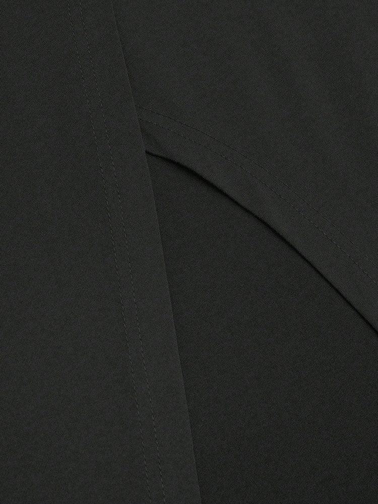 New French High-Waist Retro Knitted Ruched High-Slit Midi Skirt Black Versatile Slim Plus Size Female Clothing Elegant Party